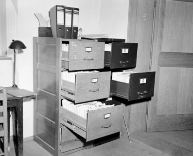The Alfred Rosenberg (ERR) files in a room of the Neuschwanstein Castle