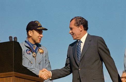 President Richard M. Nixon and astronaut James A. Lovell Jr.