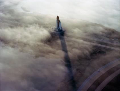 the 'Challenger' - STS-6 - being  Rolled Out to Pad 39A in the morning fog, 11/30/1982