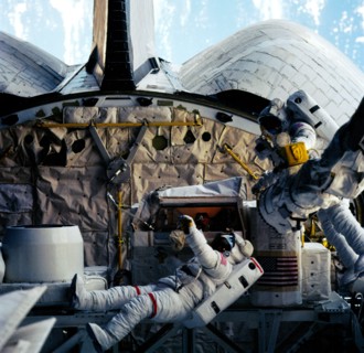 Astronauts David C. Leestma