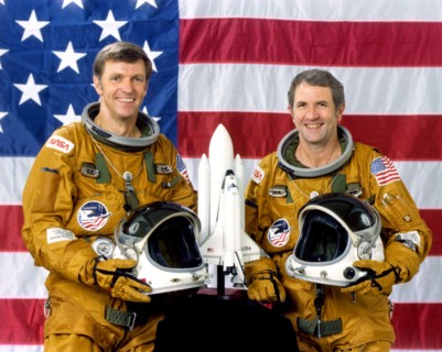 Astronauts Joe H. Engle, left, and Richard H. Truly