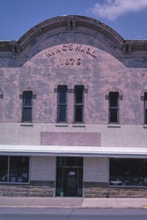Kings Hall (1876) straight on detail view 1st Street Independence Iowa ca. 2003