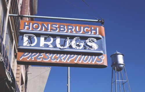 1980s America -  Hornsbruch Drug Store sign
