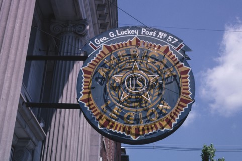 Early 2000's United States -  American Legion neon sign Vinton Iowa ca. 2003