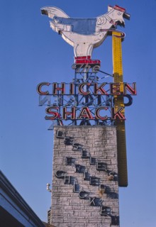 1980s America -  The Chicken Shack sign, Waco, Texas 1982