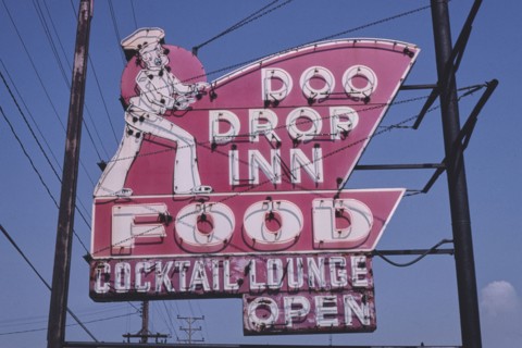1980s America -  Doo Drop Inn sign, Muskegon, Michigan 1980