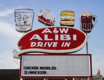 1980s America -  A & W Drive-in sign, Anderson, Indiana 1980