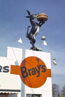 1980s America -  Bray's Burgers sign, Hazel Park, Michigan 1986