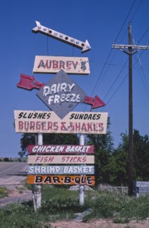 1980s America -  Aubrey's sign, Shamrock, Texas 1982
