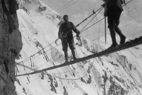 A suspension bridge over the Adamello