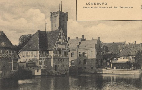 Houses And Water Tower At The Jlmenau In Lüneburg