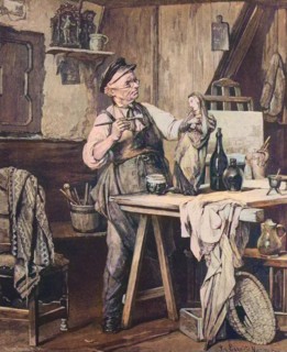 Artist Paints A Carved Madonna In His Workshop / The Artist Paints A Carved Madonna In His Workshop