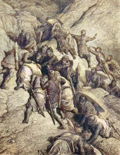 The Knights Of The Crusade Have Found A Hole With Water In The Rocks