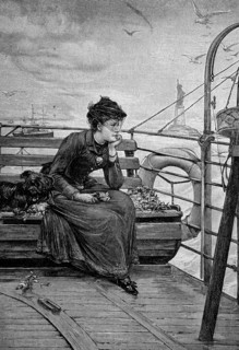 Young Woman Sitting With Her Dog On Ferry In New York Harbor / Young Woman Sitting With Her Dog On A Ferry In New York Harbor