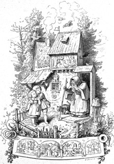 Hansel And Gretel Stand In Front Of The Witch'S Crunchy House