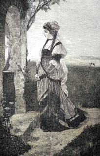 Woman Stands In Front Of A Small Field Chapel And Prays / Evening Prayer