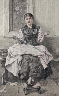 Girl Sews At Her Dowry