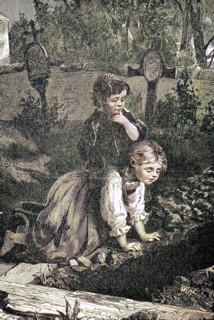 Two Children Look Into A Freshly Torn Grave