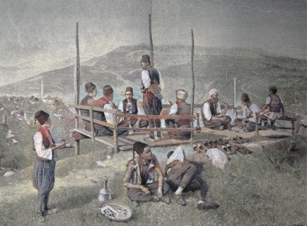 A Garden Cafe In Bosnia With Local Visitors