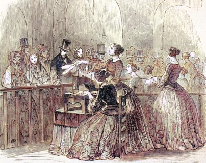One Woman Sews On The Sewing Machine