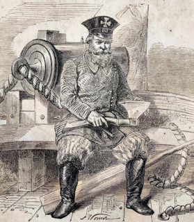 Man In The Uniform Of The See Realm Defense With Hatchet