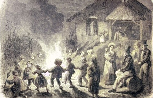 Children Dance Around A Campfire