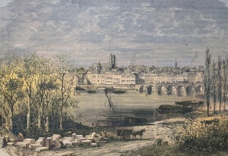 View Across The Loire River To The Town Of Tours In The Center-Val De Loire Region