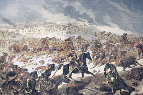Attack Of The Prussian Cavalry On The French Infantry In The Battle At Saint Quentin On January 19