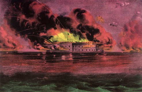 The Bombardment of Fort Sumter in Charleston Harbor.