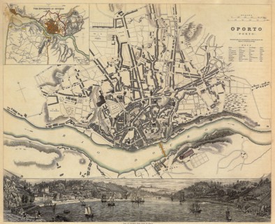 Map of Oporto, Portugal.