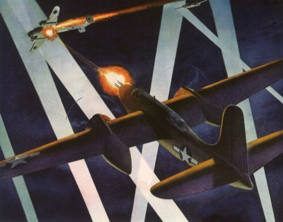 Douglas P-70 Night Fighter destroys German Plane.