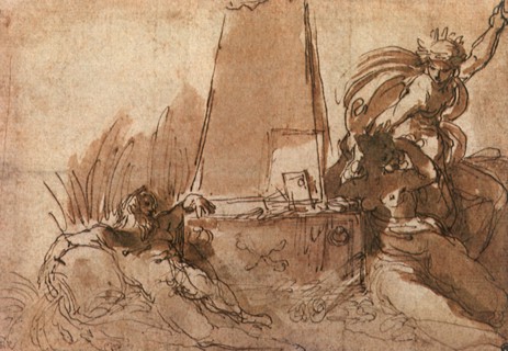 Allegory of Poetry Comforting Painting.