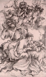 The Holy Family with Angels.