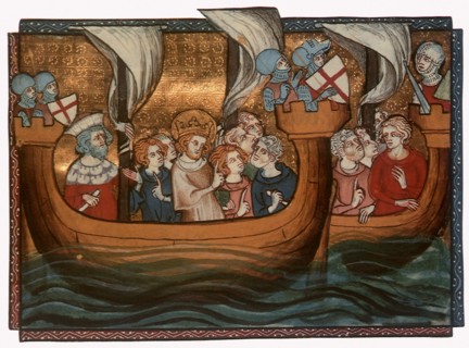 King Louis IX on ship with his Army on Seventh Crusade.