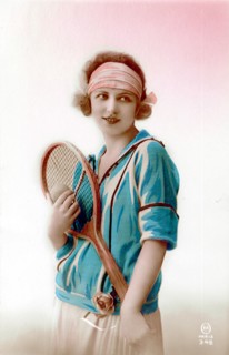Tennis model with racquet.