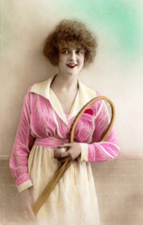 Tennis model with racquet.