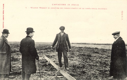 Wilbur Wright Balancing on a Wooden Beam.