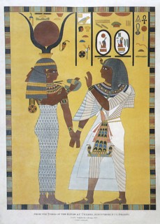 Egyptian Art with couple holding hands.