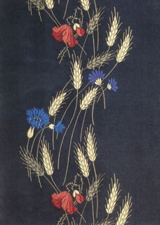 Red Blue and Purple Flowers with Wheat.