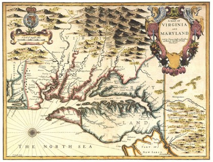 A Map of Virginia and Maryland.