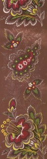 Paisley Flower Floral Repeat Border Pattern Brown Background.