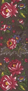 Red Flower Floral Repeat Pattern on Grey Background.