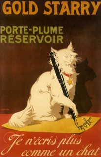 Cat writes Letter with Fountain Pen.
