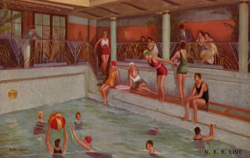 Indoor Swimming Pool on Ocean Liner.