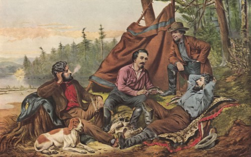 Camping in the Woods.