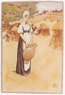 Woman in Plain Clothes holding Jug.