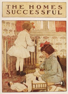 Two Young Girls play with Dolls.