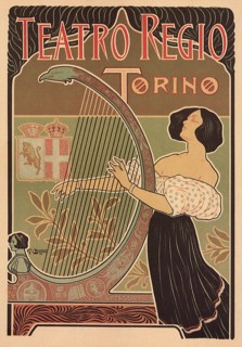 Woman Playing Harp Poster.