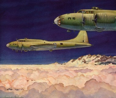 Boeing Bombers flying over Clouds.