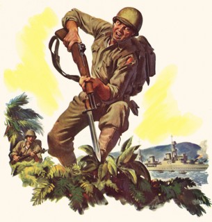 American Infantryman attacking with Bayonette.